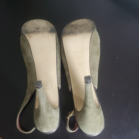 Gorgeous Green Suede Peep-toe Heels!!! - Picture 3 of 4